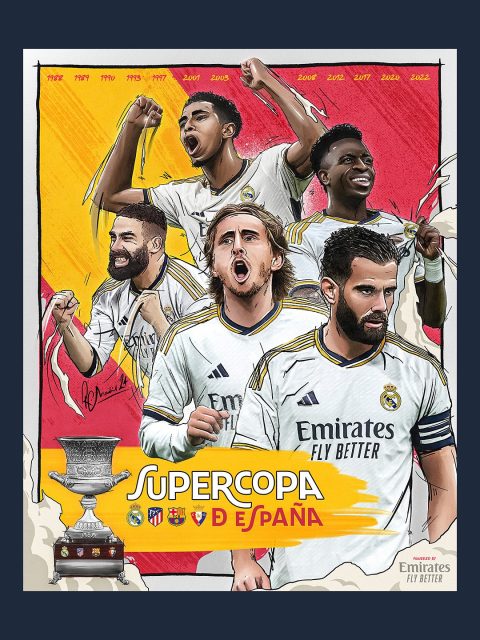 Had the opportunity to create a graphic series for @realmadrid participation in the 2024 Spanish Supercup. 

#realmadrid #poster #posterdesign #matchdayposter #matchdaygraphic #design #graphic #graphicdesign #football #soccer #photoshop #procreate #spanishsupercup