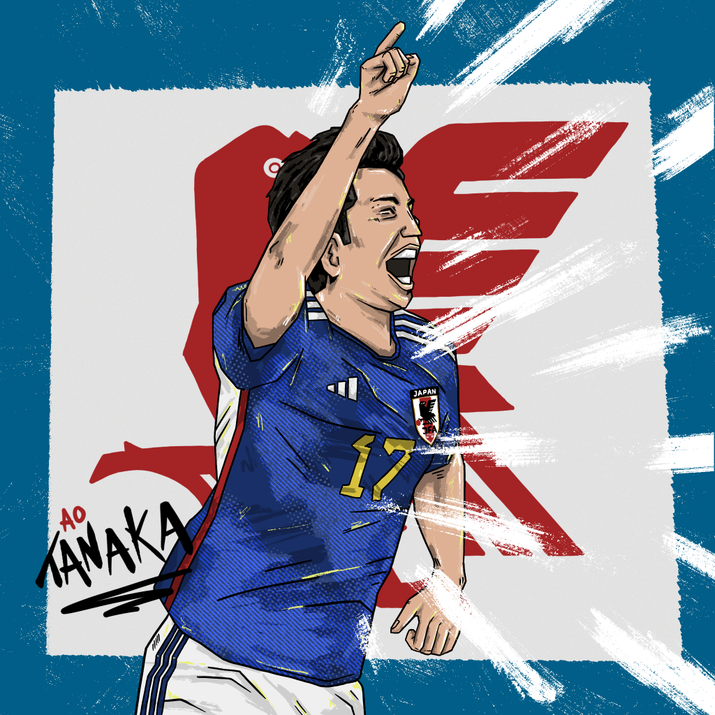 Digital illustration of Japanese player Ao Tanaka